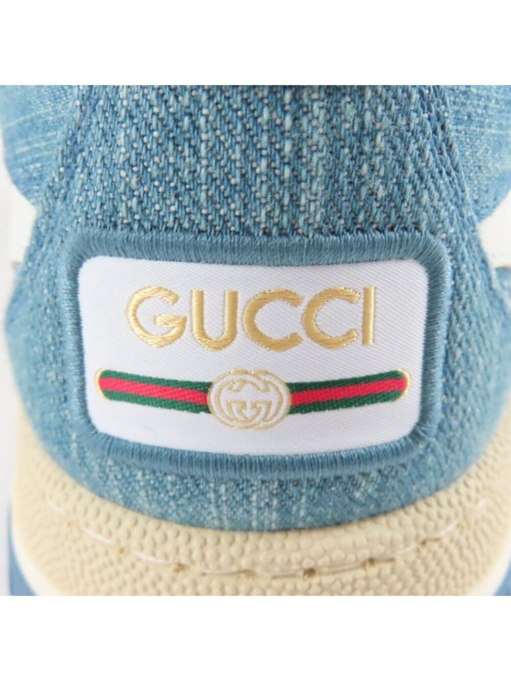 Gucci Reweb Leather GG Denim Low Cut Sneakers Indigo Blue White - Picture 9 of 10
